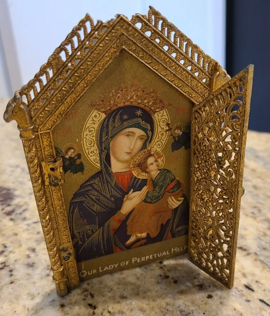 OUR LADY OF PERPETUAL HELP Basevi Hinged Frame Shrine Litho 1934 ...
