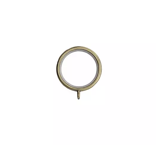 30mm - 35mm Antique Brass LINED Metal Curtain Pole Rings Quiet Glider Nylon x 10