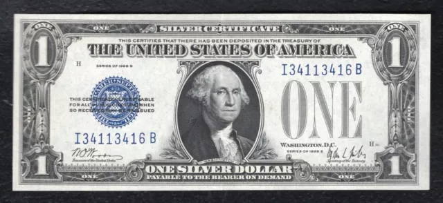 Fr. 1602 1928-B $1 One Dollar “Funnyback” Silver Certificate About Uncirculated