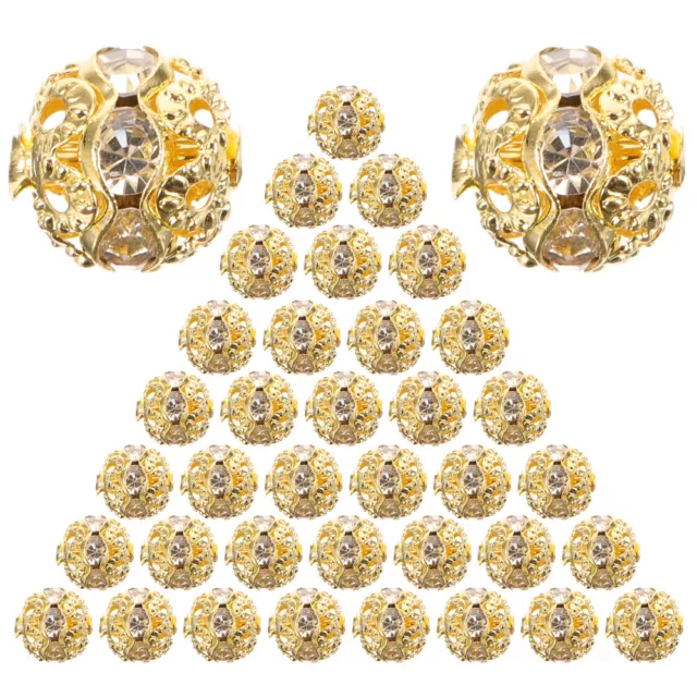 100 Pcs Rhinestone Inlaid Beads Charms Bracelets Cutout Accessories Rhinestones