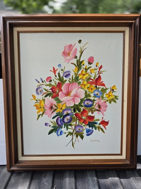 D. PORINCHAK PLUM Rose Bouquet Lithograph Large Square 33” X 33