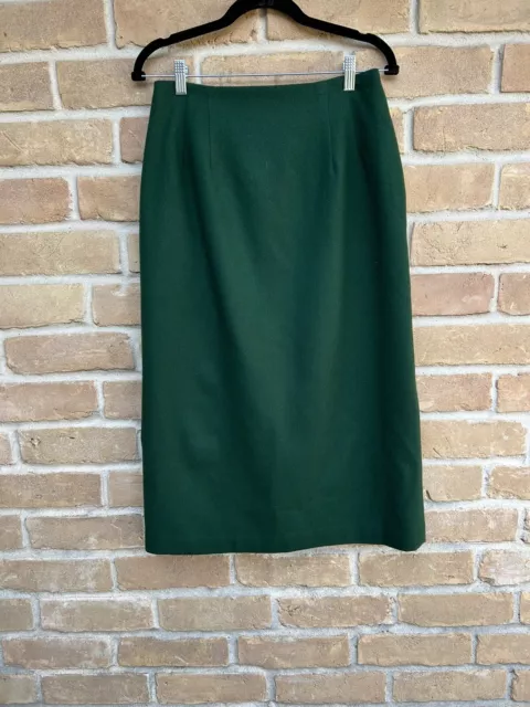 Savannah Vintage Pure Wool Midi Pencil Skirt Size 12 Christmas/ Forest Green