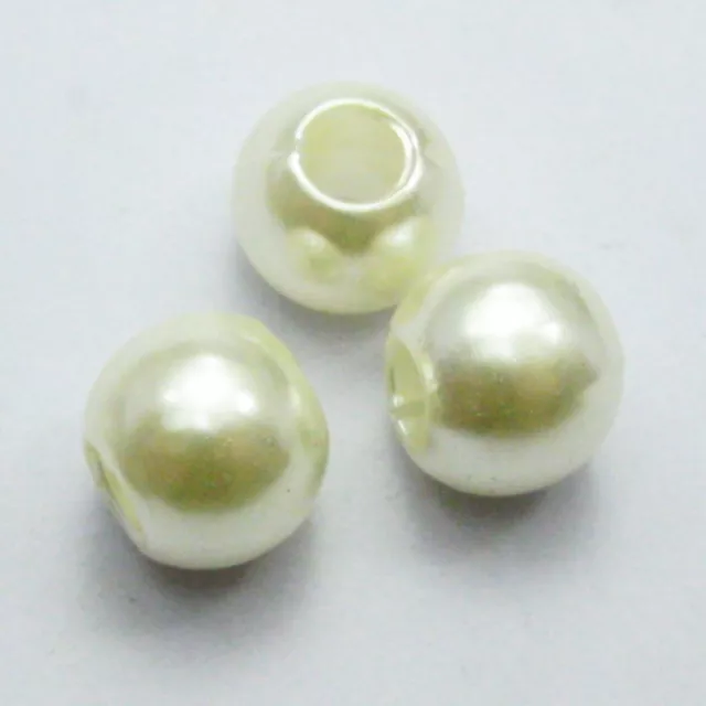 100pcs Ivory Acrylic Pearl Round Beads 12mm (1/2") Pony Beads With 5mm Hole