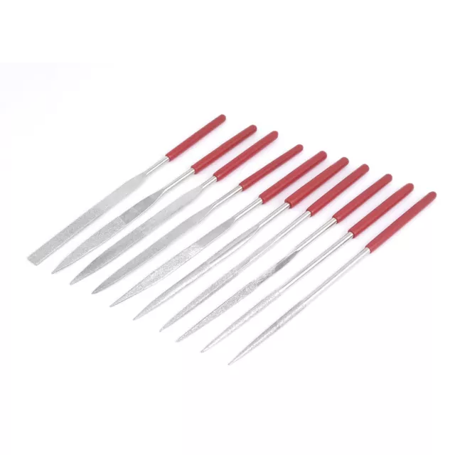 Red Shank Jeweler Tool Woodwork Micro Diamond Needle Files Set 10pcs