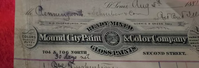 Vignette Billhead Letterhead Ephemera MOUND CITY PAINT & COLOR CO 1881