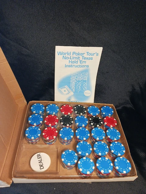 Cosco Poker Table Accessories 199 Chips + Dealer Chip w/ booklet  4350-4958 READ