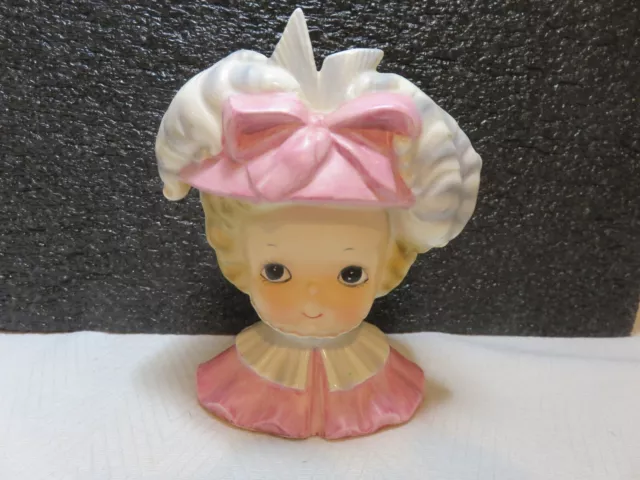 Josef Originals  Girl In Pink Head Vase  Cute
