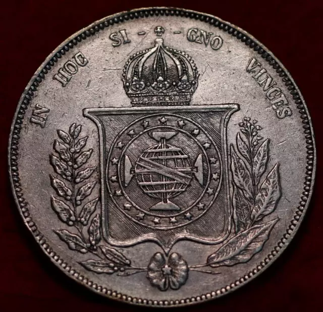 1859 Brazil 1000 Reis Silver Foreign Coin