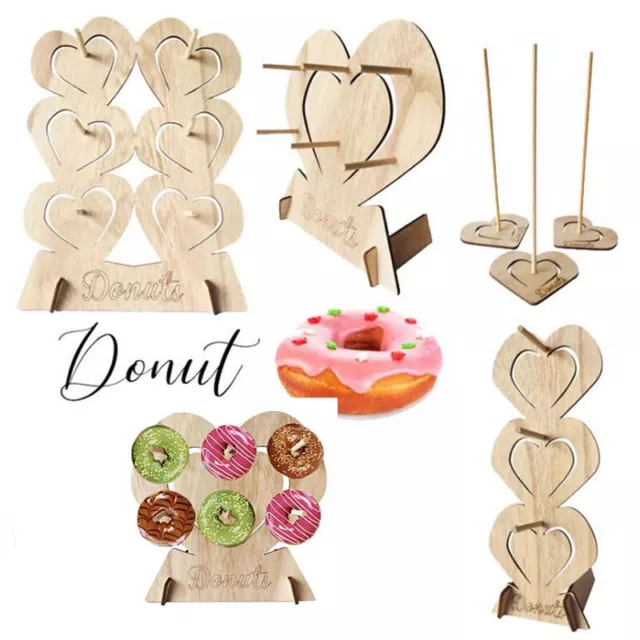 Supporto ciambella cuore in legno ornamento caramelle decorazioni festa compleanno fornitura H7