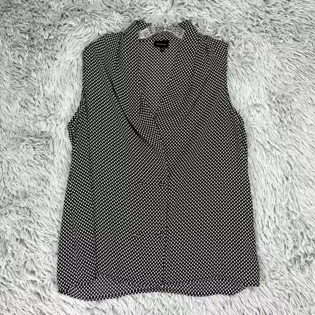 Who What Wear Sleeveless Blouse Top Women's XL Black Polka Dot Button Front