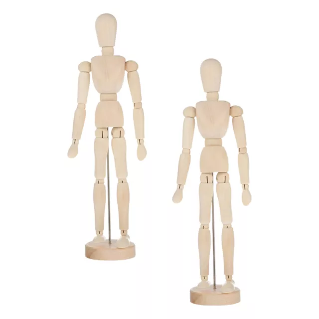 FOMIYES Articulated Hand Wooden Manikin with Stand - 2 Pcs