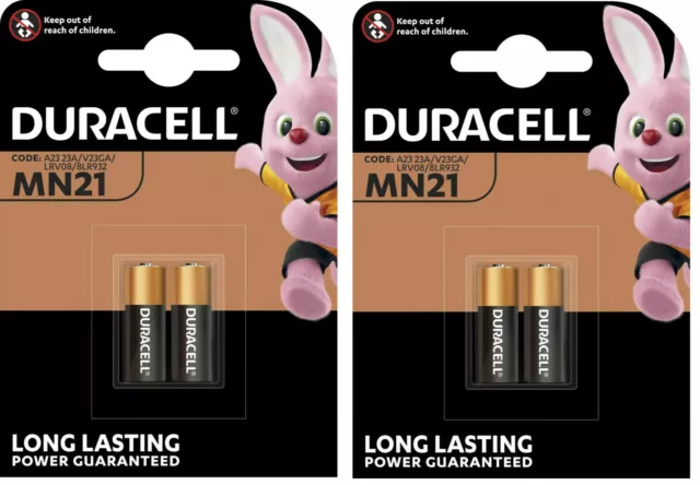 2x 2er Pack Duracell MN21 Batterie Alkaline 12V A23 23A LR23A MN21 V23G MHD 2024