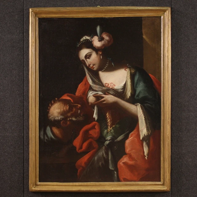 Roman charity antique painting artwork oil on canvas 18th century mythological