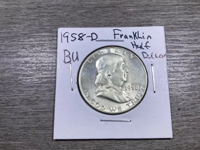 1958 D Franklin Silver Half Dollar BU Uncirculated Mint State-032024-50