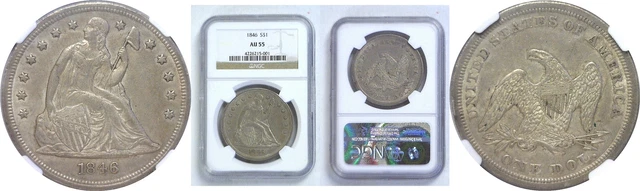 1846 Seated Liberty Dollar NGC AU-55