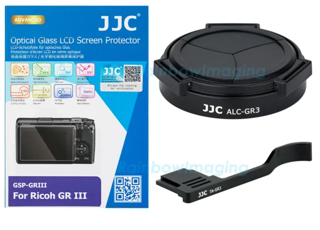 JJC TA-GR3 Metal Thumbs Up Grip & Auto Lens Cap LCD Protector Ricoh GR III GRIII