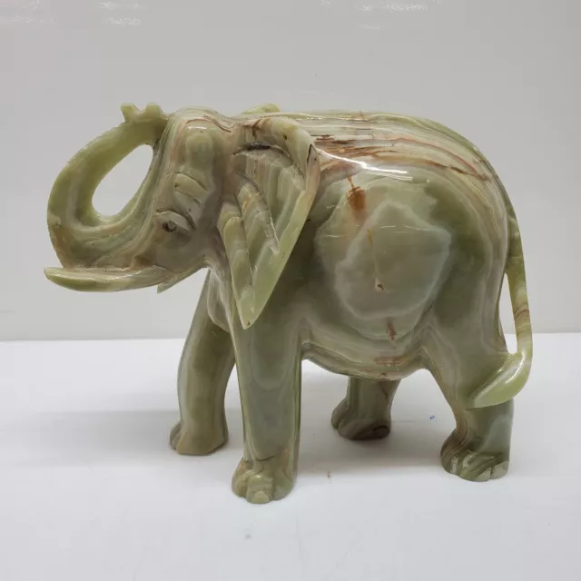 Unique Unknown Stone/Mineral Elephant Statue Beautiful 10 x 4 x 8in.