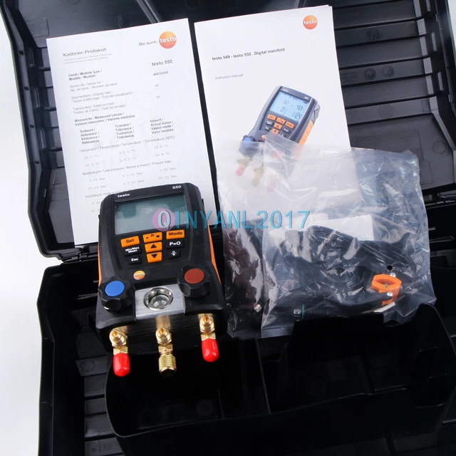 Testo 550 Refrigeration Digital manifold Gauge Pressure kit 0563 1550 w 2Probes