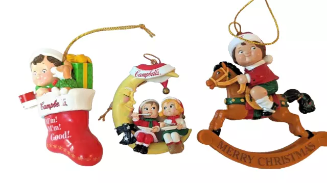 Campbell Soup Hanging Ornaments Various Years 3 in all
