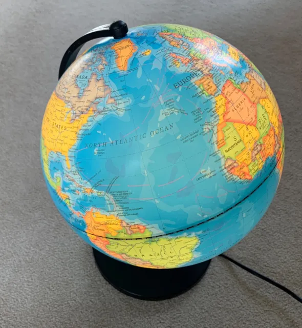 Illuminated World Globe - 26cm Diameter - 240V 15W Switched Lamp