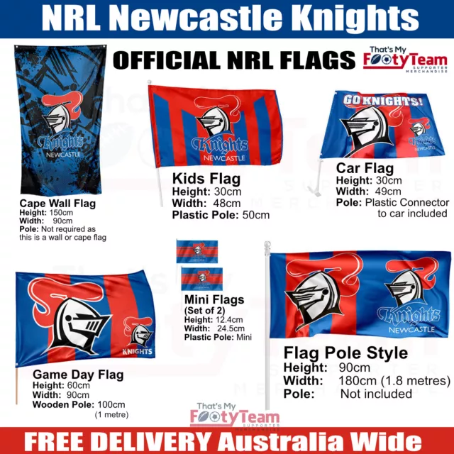 FLAGS - NRL Newcastle Knights - Game Day, Cape Wall, Car, Kids, Mini, Pole