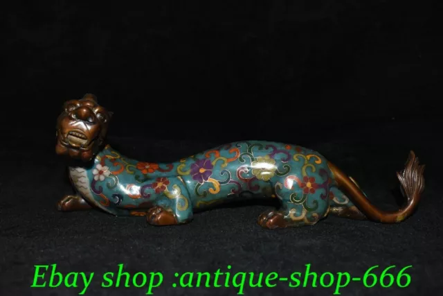 Old Chinese Dynasty Cloisonne Bronze Feng Shui Dragon Pixiu Unicorn Beast Statue