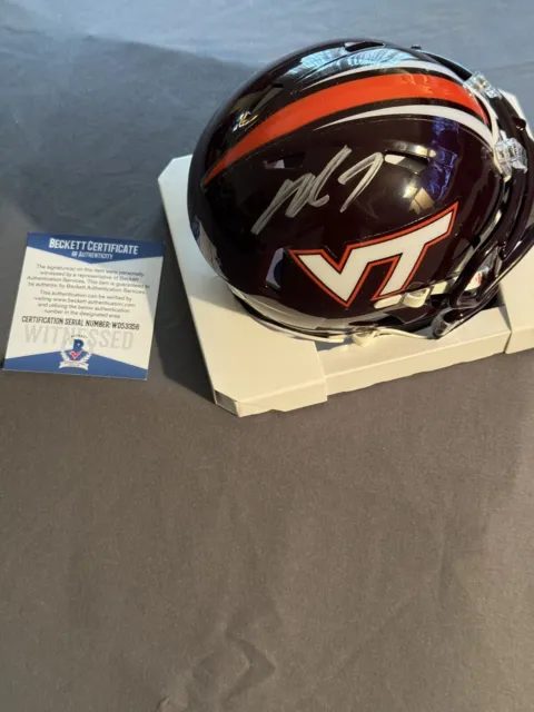 Michael Vick Virginia Tech Signed/Auto Speed Riddell Mini Helmet Beckett COA