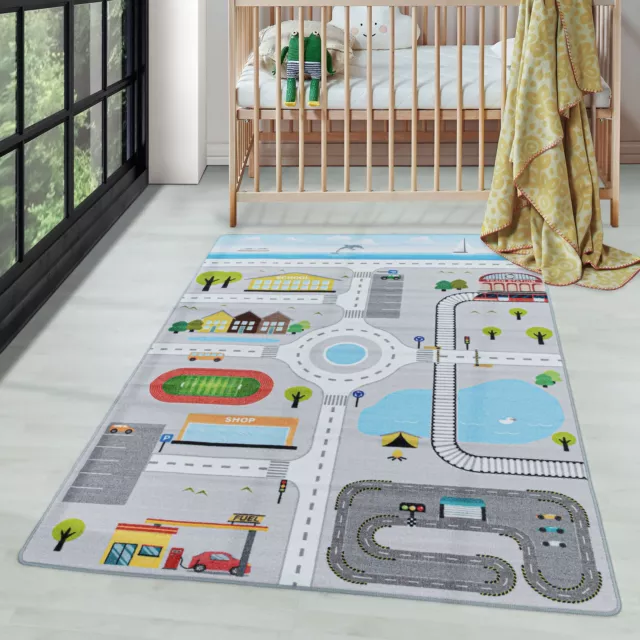 Tapis pour Enfants Garçons Routier Chambre D'Enfants de Jeu Anti-dérapant