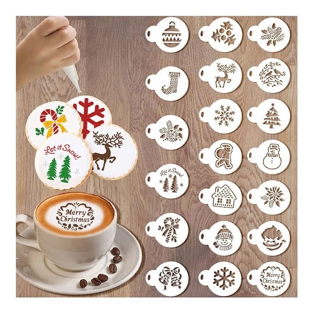 Pochoirs De Noël 20 Pièces - Motifs Père Noël, Flocons, Bonhomme De Neige... Pour Biscuits, Gâteaux, Décoration