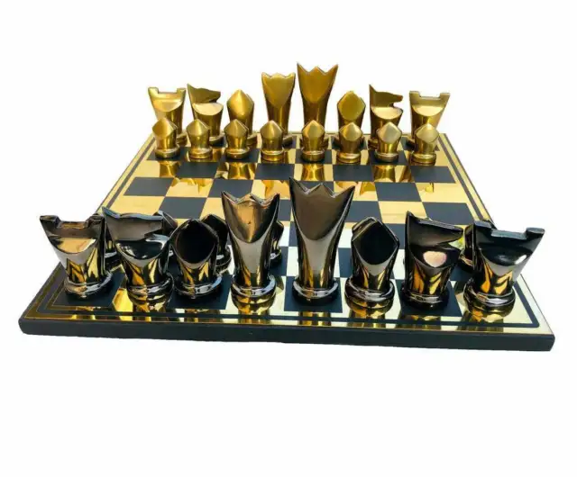 14" Metallschachspiel EGYPTION SERIES Schachspiel SCHWARZ & GOLD... 2