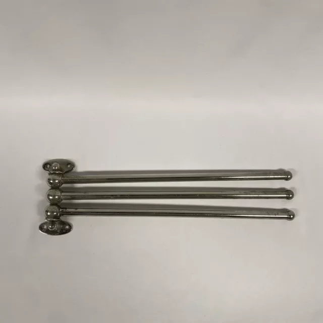 antique 3 arm swing towel bar holder deco bath vtg swing towel holder  Crome