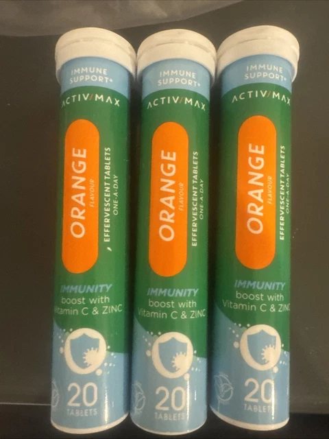 ACTIV-MAX VITAMIN C Zinc Effervescent Tablets, Orange Flavour, 3x 20 ...