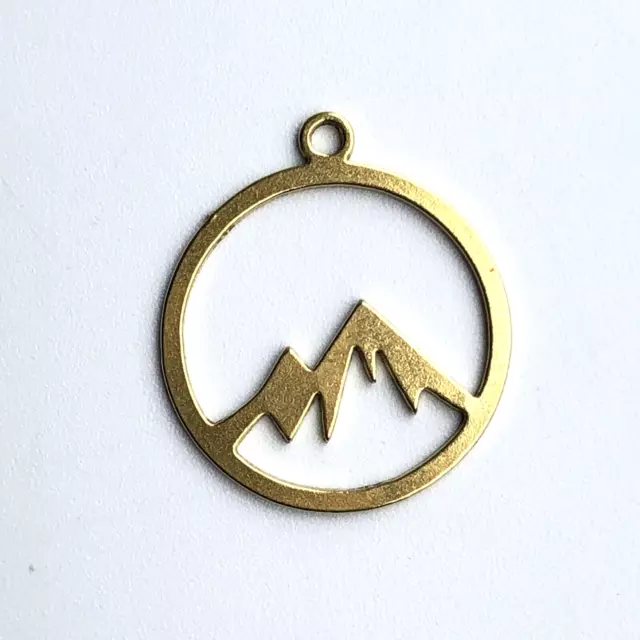 Brass Mountain Range Charm 18mm Round Golden Pendant Earring Necklace Making 1pc