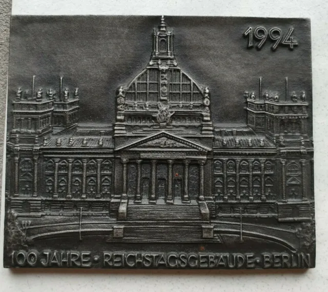 Buderus Jahresplakette 1994: 100 Jahre Reichstagsgebäude Berlin Kunstguss Relief