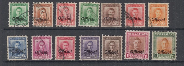 New Zealand 1938 ½d-2/- GVI **OFFICIAL**  set ovpts- FU (14)