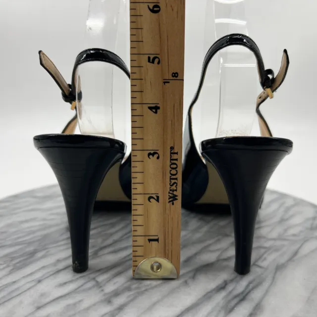 Cole Haan Margot Heels Women 8.5 B Black Patent Leather Sling Back Peep Toe Pump 3