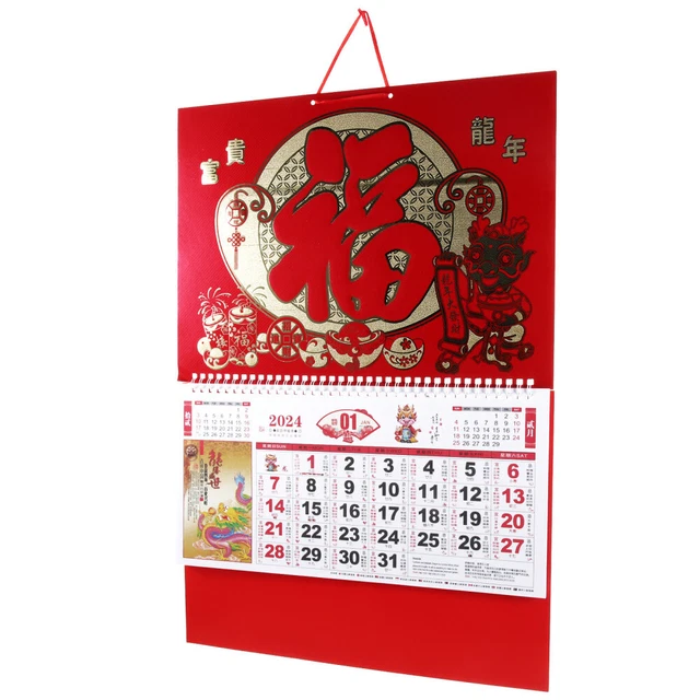2024 CHINESE NEW Year Dragon Calendar Fengshui God of Wealth Good Luck