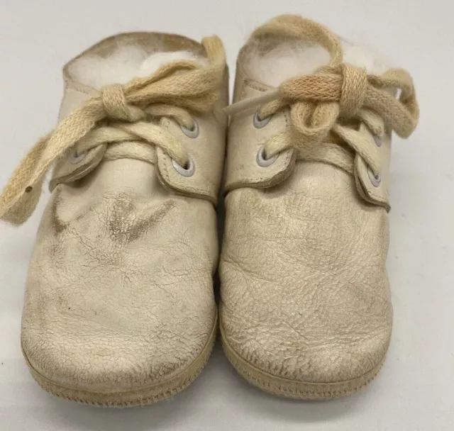 Mrs Days Ideal Baby Doll Crib Shoes All Leather White Vtg