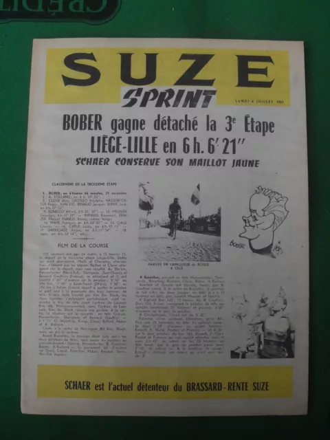 Tract Distribuer Sur La Route Du Tour De  France " Suze Sprint " 4 Juillet 1953