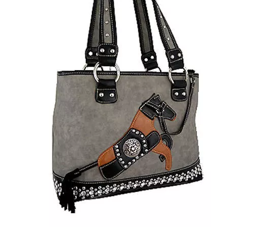 Horse & Western Equestrian  Horse Motiff Handbag - Grey - Montana West