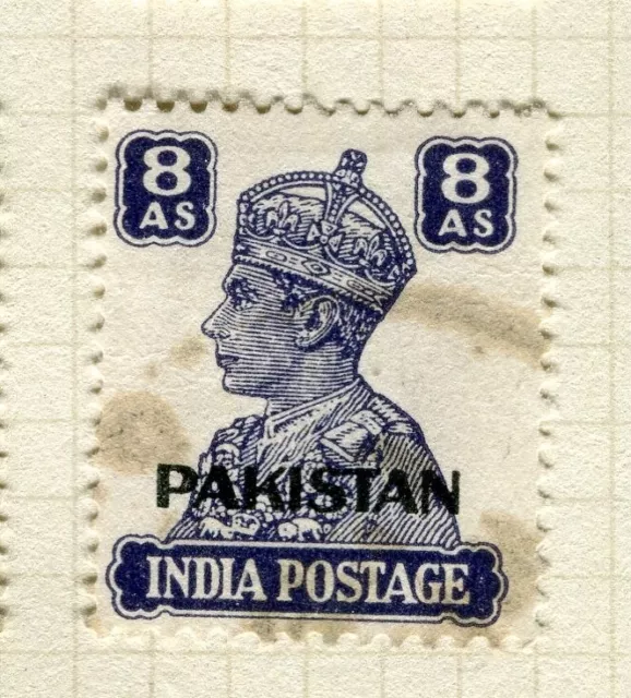 PAKISTAN; 1947 early GVI issue fine used 8a. value