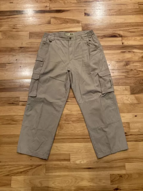 Cabelas Trail Hiker Cargo Elastic Waist Beige Tan Pants Mens TAG 40 Fits 36 x 29