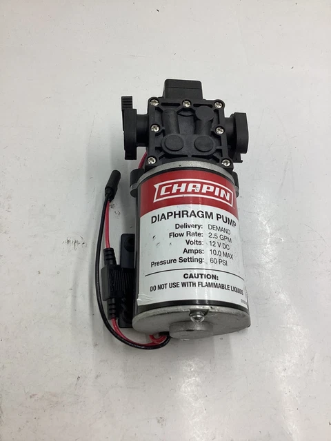(QTY 1) Chapin Diaphragm Pump 2.5 GPM,  12V DC, Amps 10.0 Max, 60 PSI
