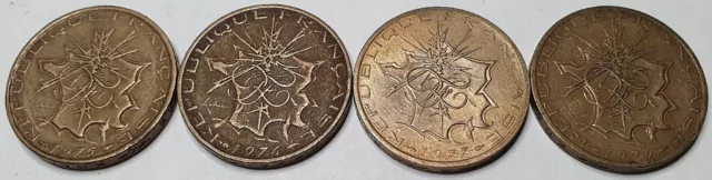 Lot de 4 pièces de 10 Francs MATHIEU années 1975,1976, 1977