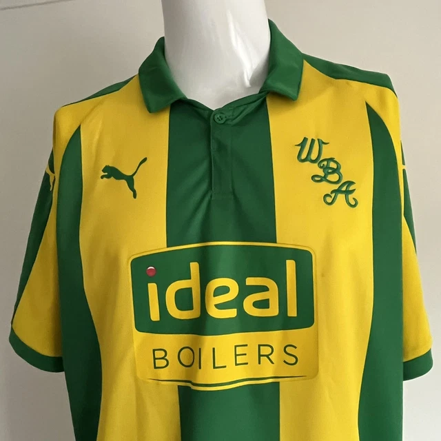 West Bromwich Albion FC WBA Puma 2018 2019 Away Green Yellow Football Shirt XXL 2