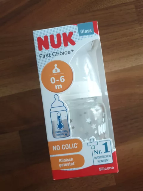 NUK First Choice Plus Glas Babyflasche Trinksauger Anti Colic 120ml Flasche OVP