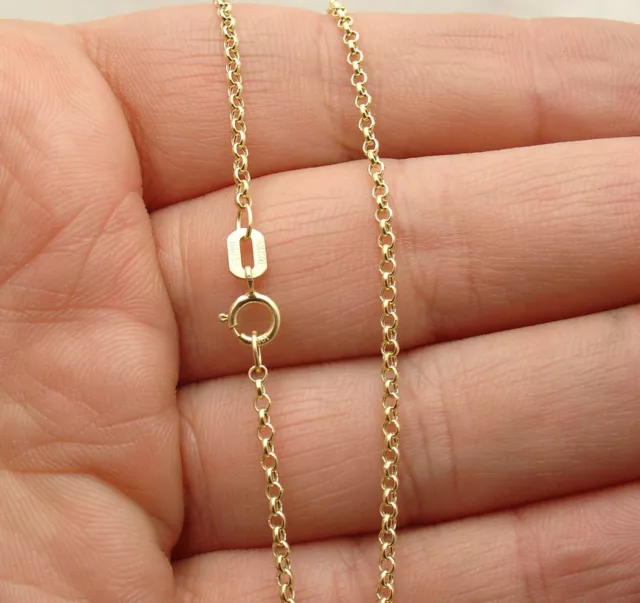 1.9mm All Shiny Round Rolo Cable Chain Necklace REAL Solid 14K Yellow Gold