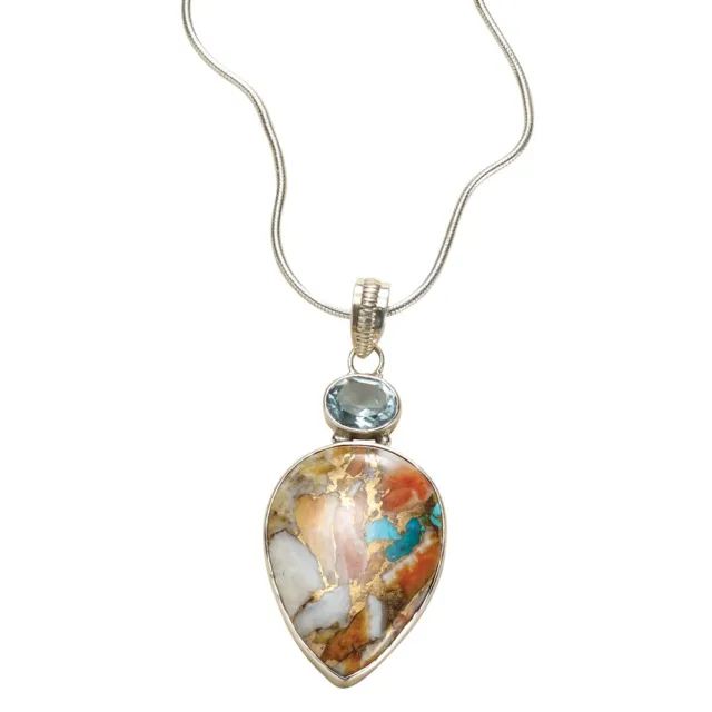 Floriana Women's Natural Mosaic Necklace - Oyster, Copper, Turquoise, Silver