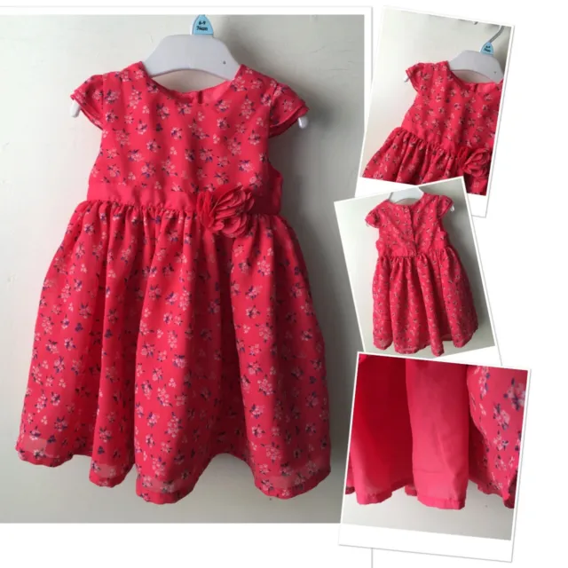 George baby girls pretty floral chiffon lined party dress 6-9 months