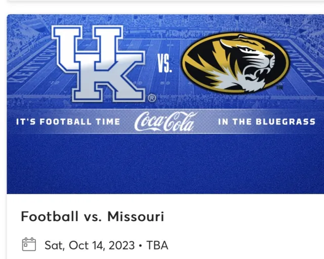 Up To 4 Tickets Kentucky Wildcats vs Missouri Tigers Football 10/14/23 $150 Each